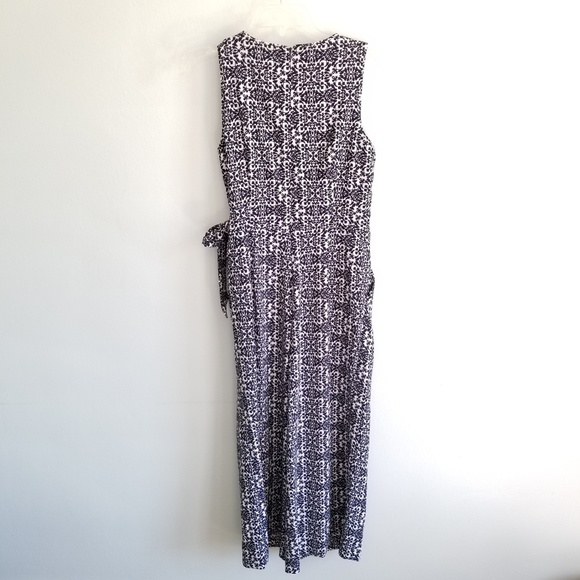 New with Tag CATO Faux Wrap Wide Leg Cropped Jumpsuit Playsuit Navy 2 XS S Print - Picture 8 of 8